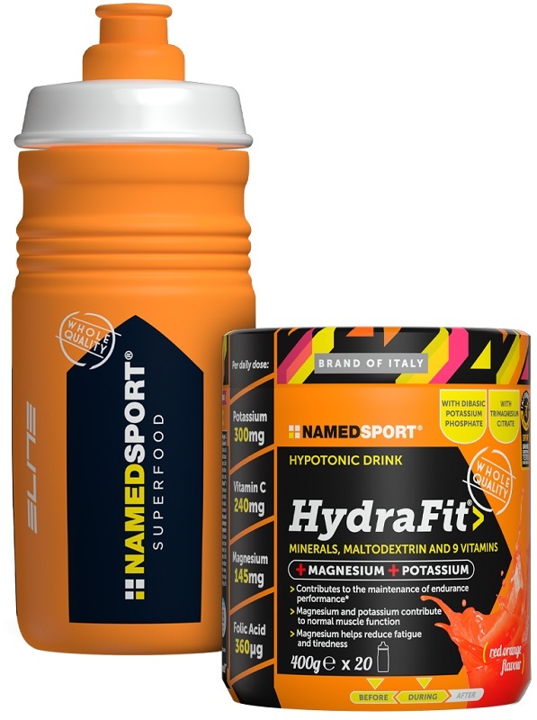 Named Sport Hydrafit Ipotonic Drink Integratore di Sali Minerali 400 g + Borraccia